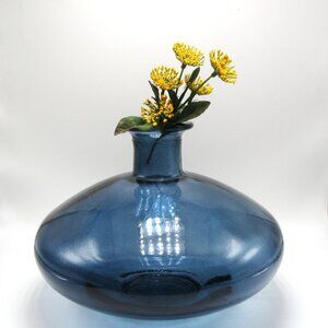 Vintage deep blue glass vase made in Spain 8" x 6"
